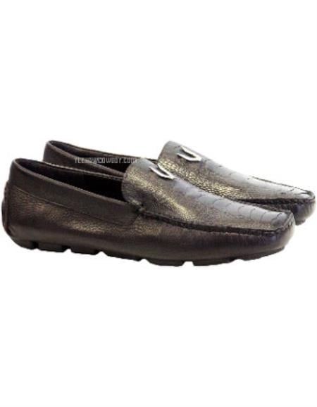 Mens Ostrich Skin Shoes Brown Dress Shoe Mens Brown Vestigium Genuine Ostrich Leg Stylish Dress Loafer Handcrafted