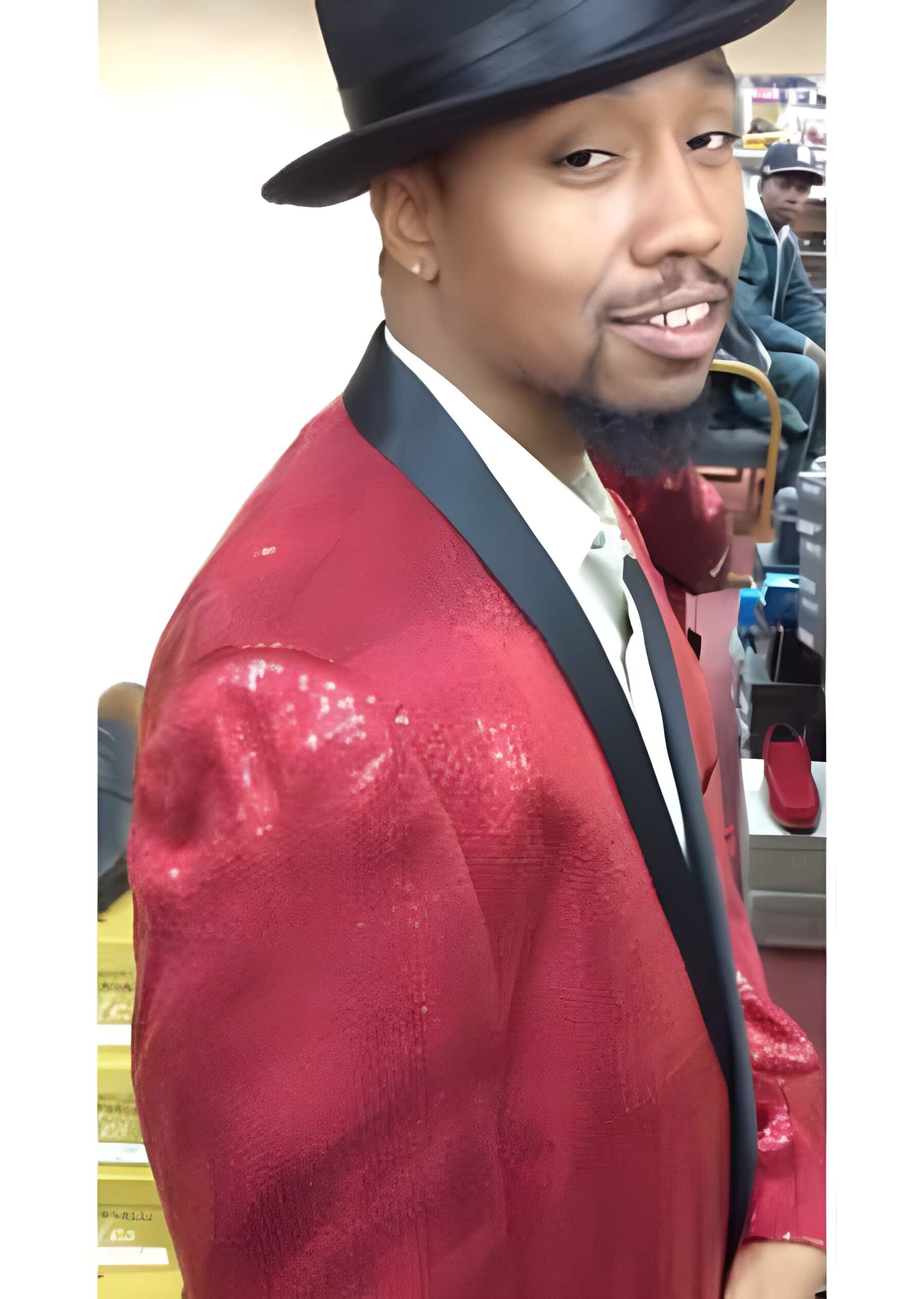 Alberto Nardoni Shiny Sequin Black Lapel Paisley Look Sport Jacket ~ Coat - Red Tuxedo