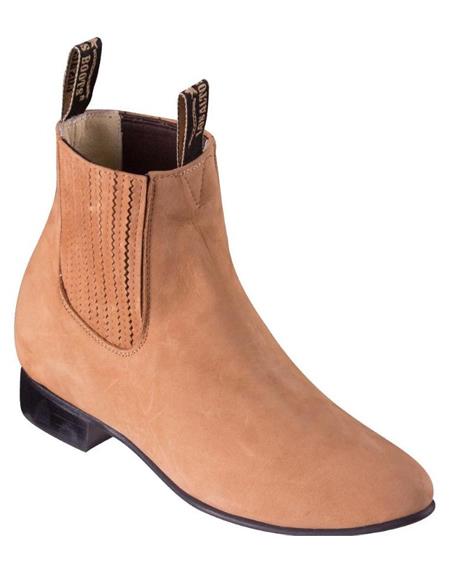 Tan Los Altos Boots Men's Charro Botin Short Ankle Suede Boots