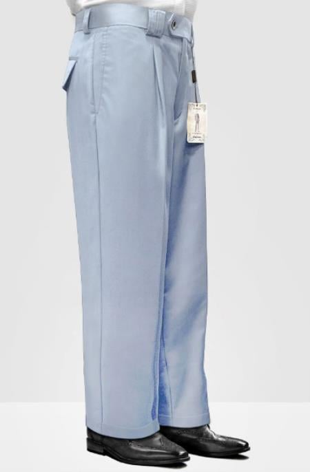 Mens Pant - Pleated Wide Leg - Powder Blue