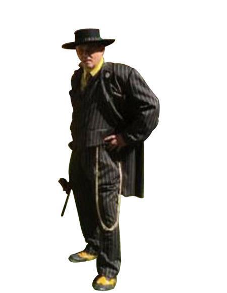 Mens Chalk Stripe Suit - Black and Gold Stripe Suit