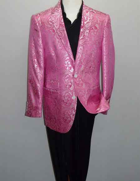 Two Buttons Fuchsia Paisley-100 Fancy Party Blazer For Men