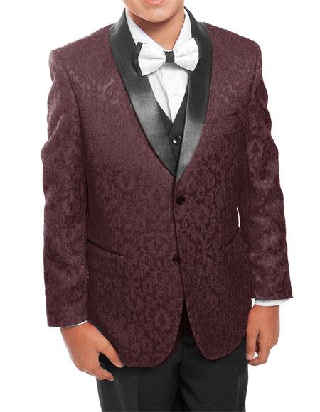 Black And Burgundy Prom Suit