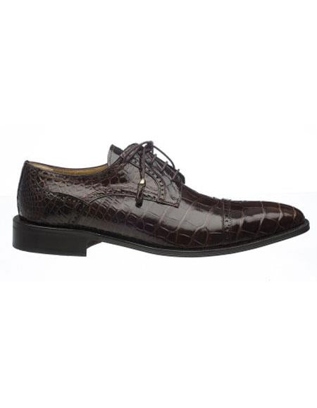 Ferrini Men's World Best Alligator ~ Gator Skin Skin Chocolate Dress Shoes
