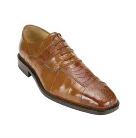 Authentic Genuine Skin Italian Men's Camel ~ Khaki Genuine Ostrich & Eel Mens Ostrich Skin Shoes