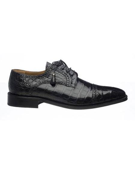 Ferrini Men's Black World Best Alligator ~ Gator Skin Skin Dress Shoes