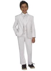 Boy's White Side vents Jacket 5 piece Suit