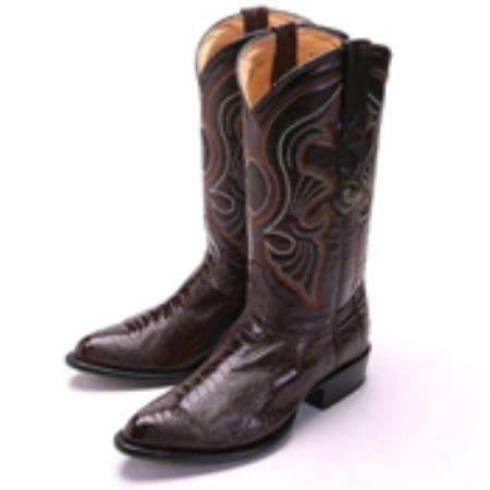 Los Altos Boots Brown R-Toe Genuine Ostrich Leg