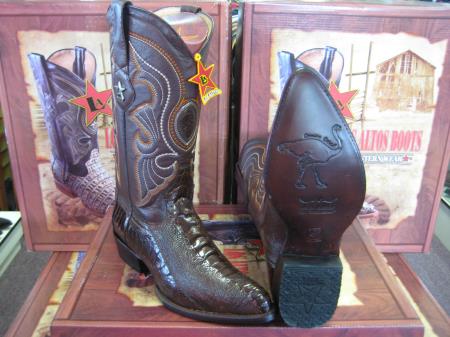 Los Altos Boots Brown Genuine Ostrich Leg Western Cowboy Dress Cowboy Boot Cheap Priced For Sale Online (EE) - Botas De Avestruz