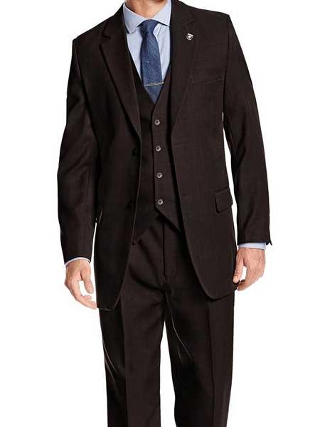 Men's 3 Piece Heather Brown Suit