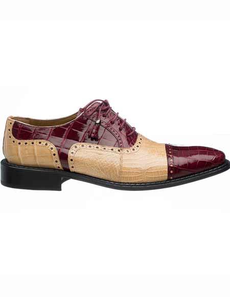 Ferrini Men's Maroon Dress Shoe ~ Burgundy Dress Shoe ~ Wine Color Dress Shoe/Tan World Best Alligator ~ Gator Skin & Ostrich Quill Leather Shoes Mens Ostrich Skin Shoes