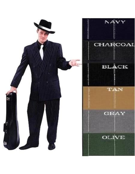 Chalk Double Breasted 6 on 2 Men's Any Color &amp; Bold White Pinstripe Suit mensusa