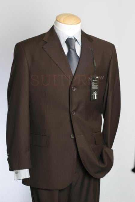 CoCo Brown Real Super 150's Wool premier quality italian fabric Design Three Buttons Style suit - mensusa