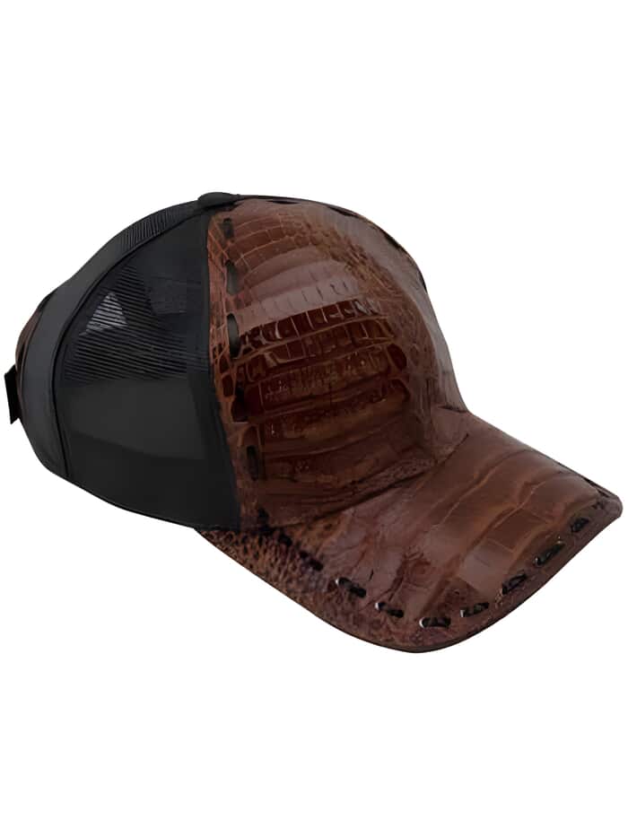 Genuine Brown/Black Alligator Exotic Skin Ostrich CACHUCHA DE COCODRILO Baseball Cap