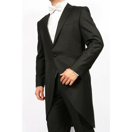 Men's Black 2-Piece 1-Button Cutaway Tuxedo Jacket with the tail suit