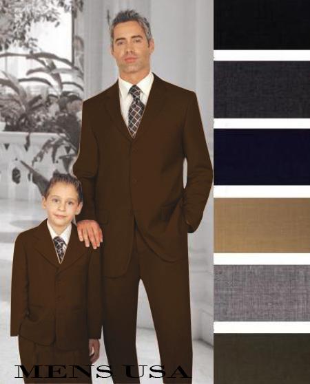 Dark Brown 1 Men + 1 Boy Matching Set For Both Father And Son