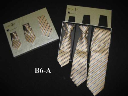 Mytie Tan Fabric Protector Stain Resistant Father And Sons Matching Ties Set - Men's Neck Ties - Mens Dress Tie - Trendy Mens Ties