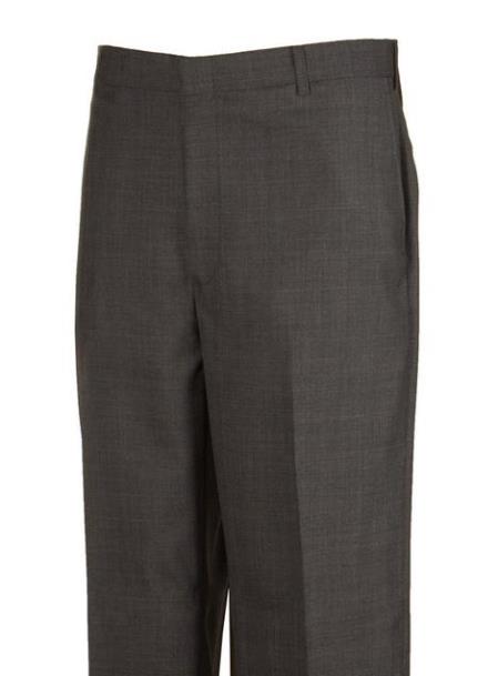 Plaid Flat Front Dress Pants unhemmed unfinished bottom