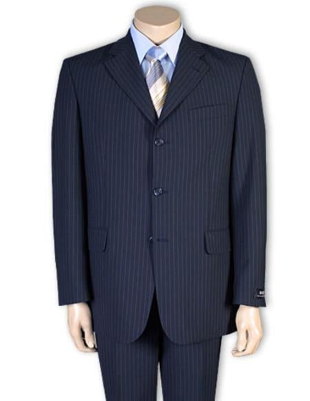 Cheap Priced Men's Dress Suit For Sale normal Black Pinstripe 2or3or4 Button Style Light Weight On Sale Dark Blue Suit