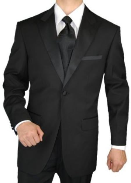 Giorgio Men's Tuxedo Suit 1 Button 2pc Peak Lapel Jacket with Flat Front Pants
