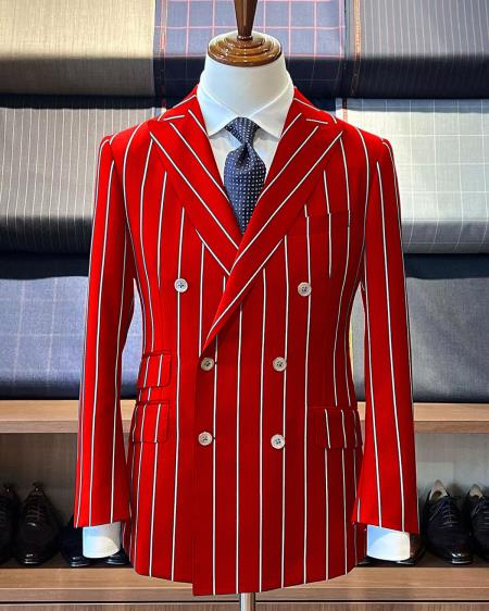Hot Red Pinstripe Suit - Gangster Suit - 1920's Suit - Double Breasted Suits