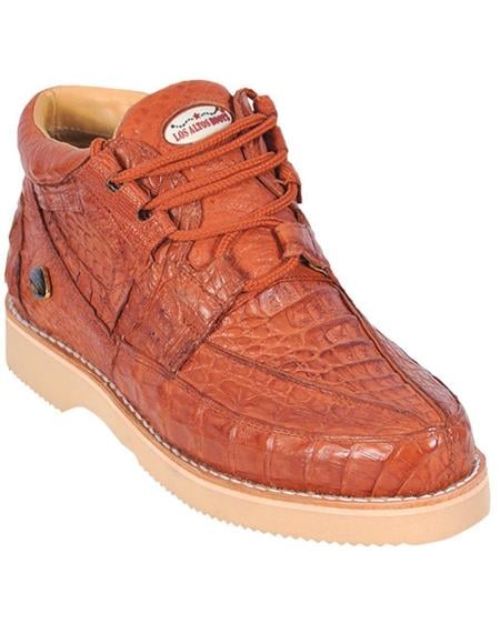 Genuine COGNAC Full Caiman Crocodile Casual Los Altos Boots Shoes Lace Up EE