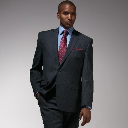 Authentic Mantoni Brand Cotton Summer Light Weight Charcoal Stripe ~ Pinstripe Suit - Color: Dark Grey Suit - High End Suits - High Quality Suits