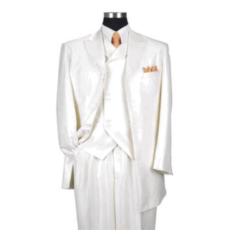 Creme Vested Men's 8 button Suit Jacket
