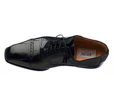 Ferrini Handcrafted Belly World Best Alligator ~ Gator Skin Dress Shoe Black/Rust Chocolate