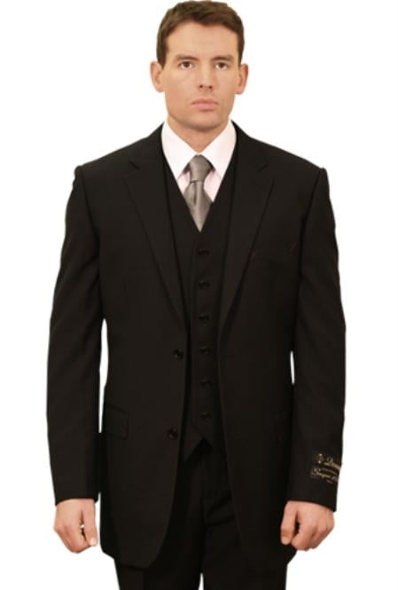 Trueran-Viscose Men's Classic affordable Cheap Priced Business Suits Clearance Sale online sale - Black