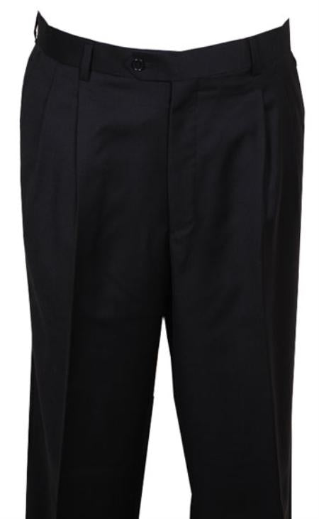 long rise big leg slacks Men's Dress Pant Black wide Leg Pleated baggy dress trousers unhemmed unfinished bottom
