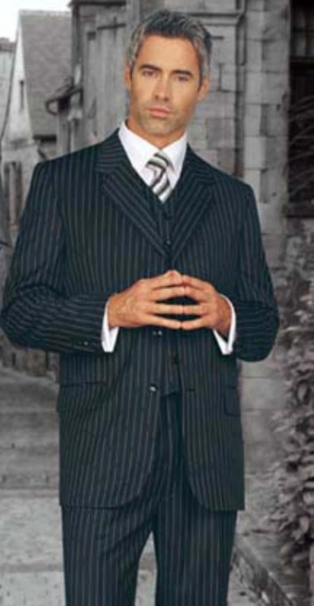 Signature Platinum Stays Cool Discounted Sale BLACK EXTRA FINE three piece suit