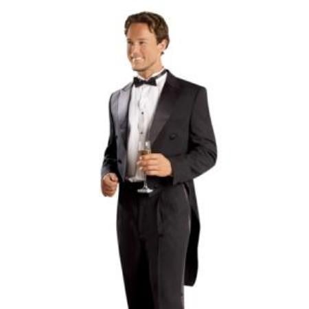 Men's Black Tailcoat with Matching Formal Trousers Tuxedo Jacket with the tail suit