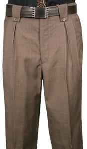 Men's Classic Fit Pleated Front Flap Style Back Pocket houndstooth checkered Fine Wool Wide Leg Dress Pants Brown Men's Wide Leg Trousers