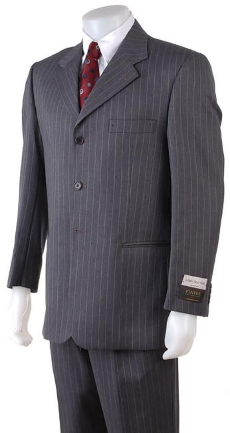 Men's Available in 2 or 3 Buttons Style Regular Classic Cut/4 Button Style Charcoal Gray Pinstripe 2 Piece Suits - Two piece Business suits