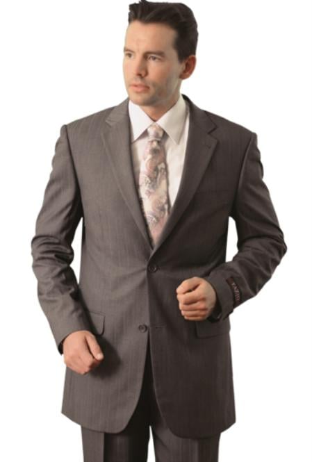 Trueran-Viscose Men's Grey Classic affordable Cheap Priced Business Suits Clearance Sale online sale