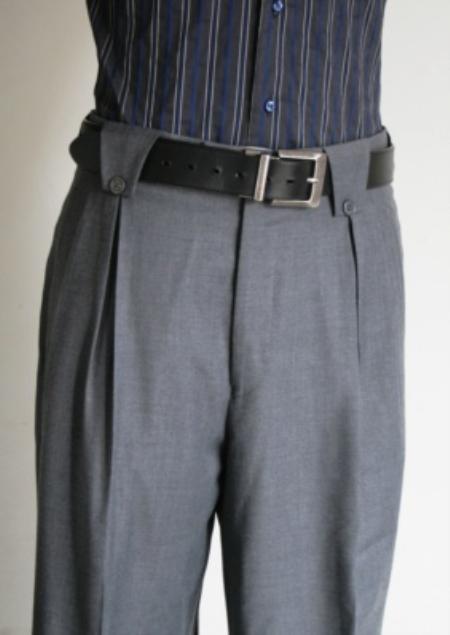 Men's Super 150's 100% Wool Wide Leg Dress Pants / Slacks Grey unhemmed unfinished bottom