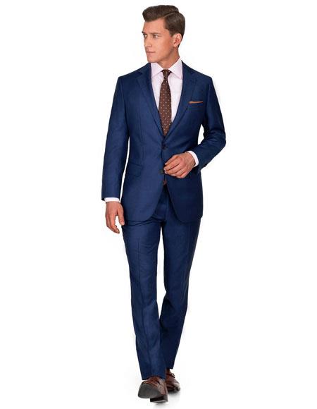 Men's Ink Blue ~ Cobalt ~ New Blue (Lighter than Dark navy) 2 Button Wedding or business Midnight blue Suit