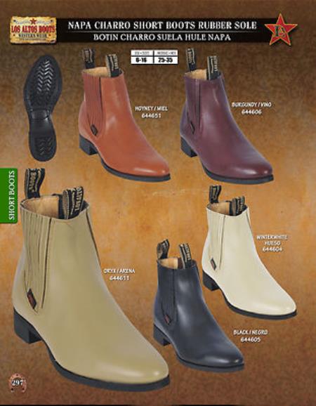 Los Altos Boots Men's Napa Chelsea Charro Short Boot ~ Botines Para Hombre Rubber Sole Diff. Colors/Sizes Ankle Dress Style For Man