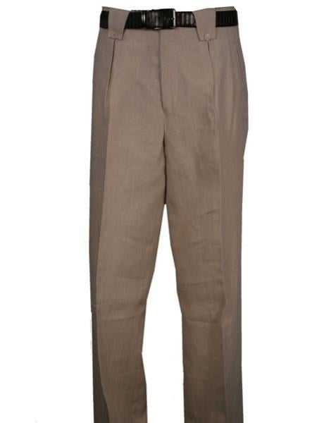 Men's Linen Wide Leg Pleated Pant With Lining Natural Men's Wide Leg Trousers