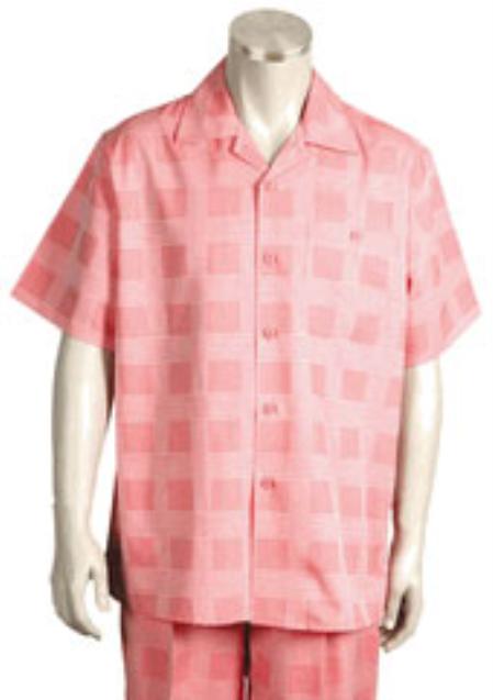 Men's Short Sleeve 2piece Mens Walking Outfit Pant Sets Leisure Casual Suit