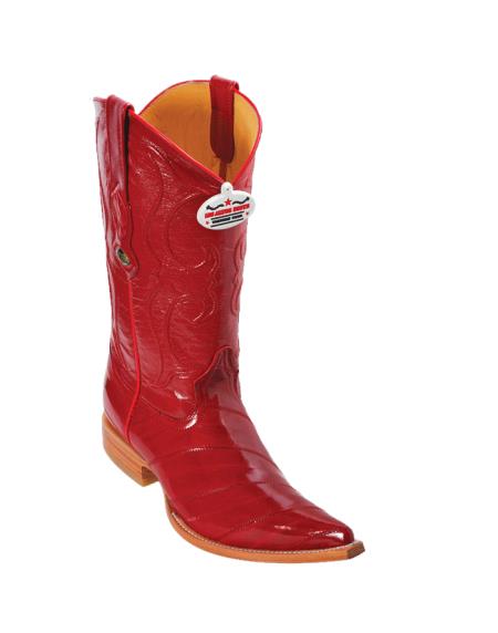 Los Altos Boots Red Eel 3X-Toe Cowboy Boots - Botas De Anguila