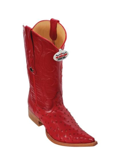 Los Altos Boots Red Ostrich Cowboy Boots - Botas De Avestruz