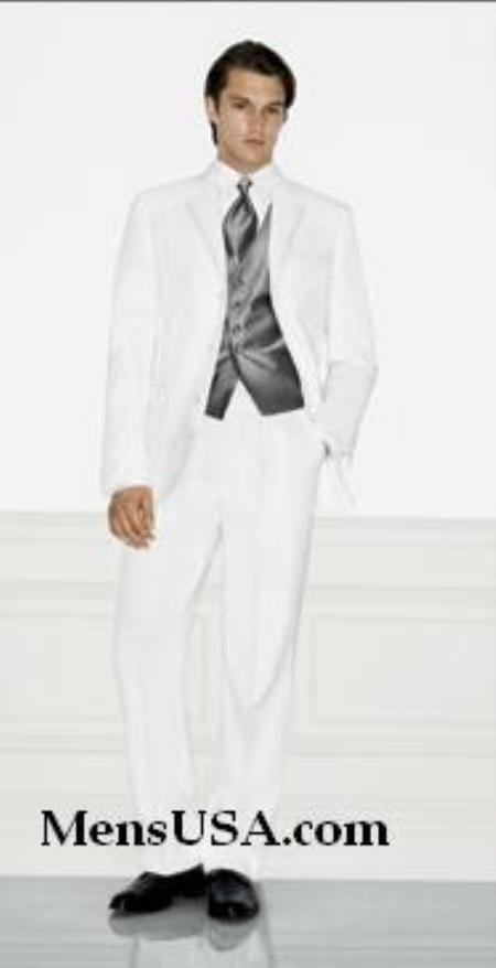 Single Breasted EXTRA FINE HAND MADE White Tuxedo Dress Suit
