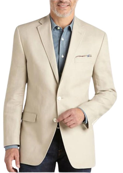 Men's Summer Blazer 2 Button Linen Classic Fit Sport Coat Tan
