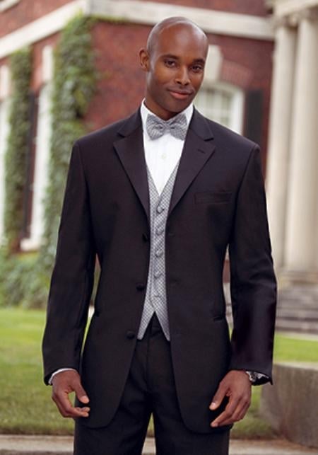 Big and Tall Sizes Satin Collar 3 Button Notch Tuxedo with Any Size Pleated Pants