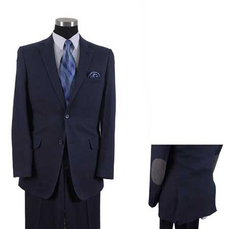 Men's Linen Summer Suit or Blazer or Sportcoat 2 Button With Elbow Patch sleeve Dark Navy