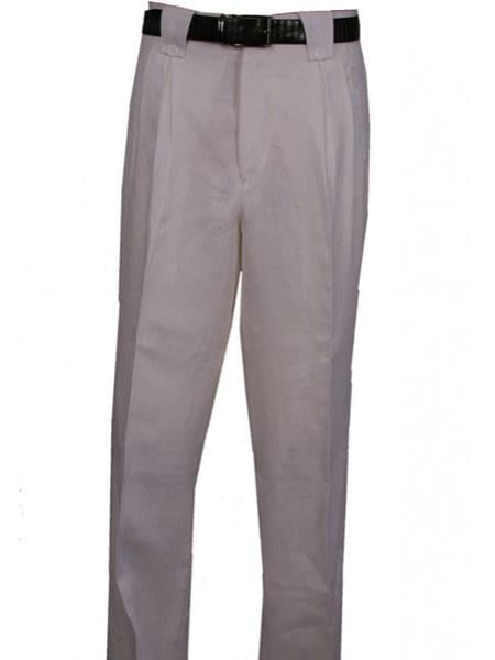 Mens Classic Fit Pleated Front Wide Leg Pleated Dress Pants With Lining White Men's Wide Leg Trousers
