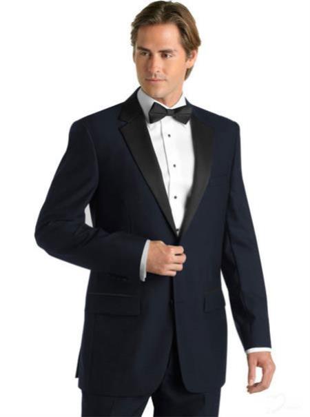 Midnight Navy Blue Deville Tuxedo with Contrasting