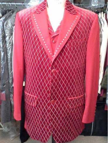 Men's Red & White Fashion Suit & Tuxedo looking Peak Lapel - Red Tuxedo